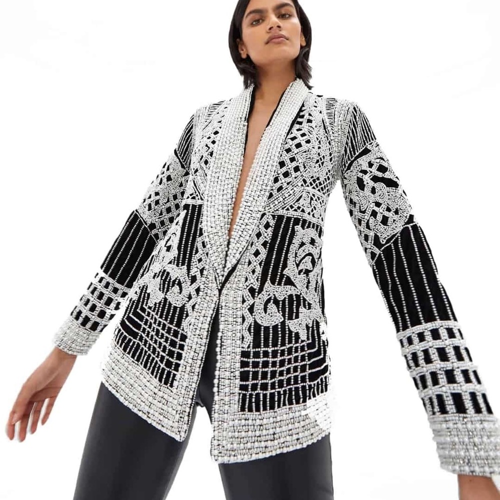 Beaded blazer. Very glamorous. Brand is Khanums size is large.